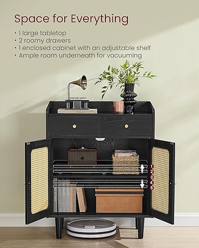 Boho Sideboard Cabinet with Rattan-Style Doors