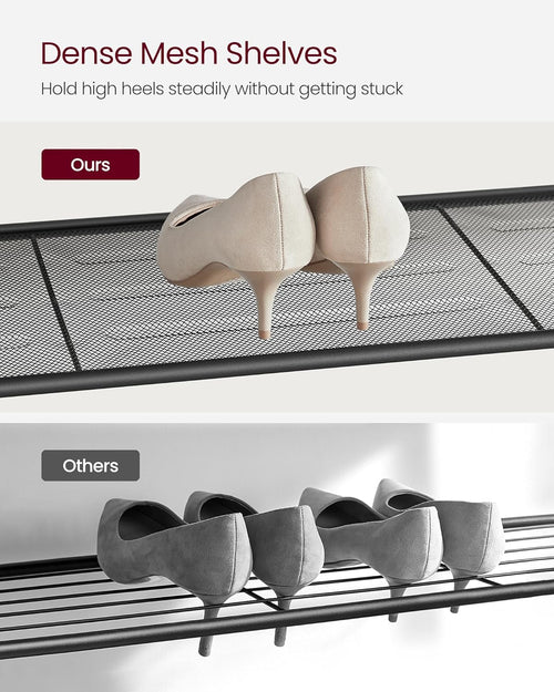 4-Tier Industrial Shoe Rack with Mesh Shelves