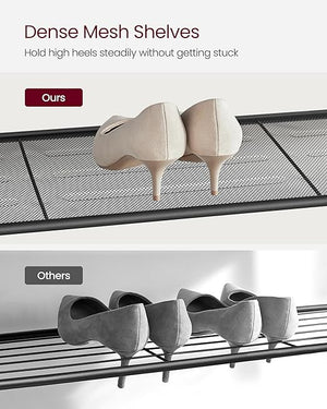 4-Tier Industrial Shoe Rack with Mesh Shelves - Karrari