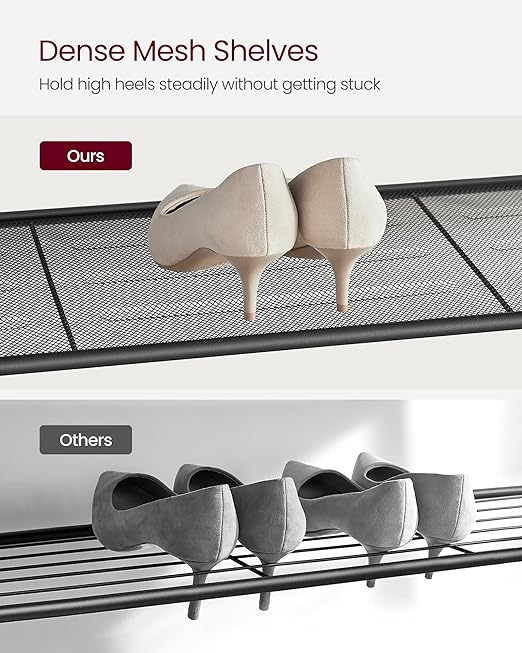 4-Tier Industrial Shoe Rack with Mesh Shelves - Karrari