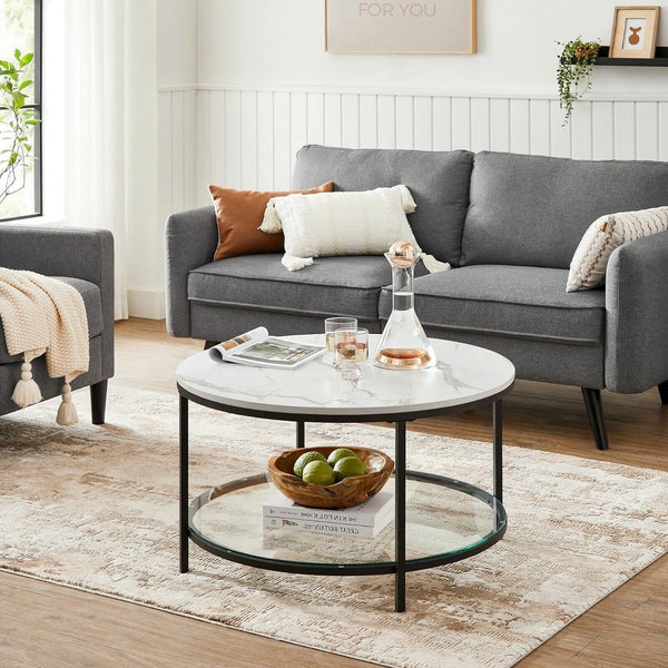 Coffee Table with Glass Top & Storage - Karrari