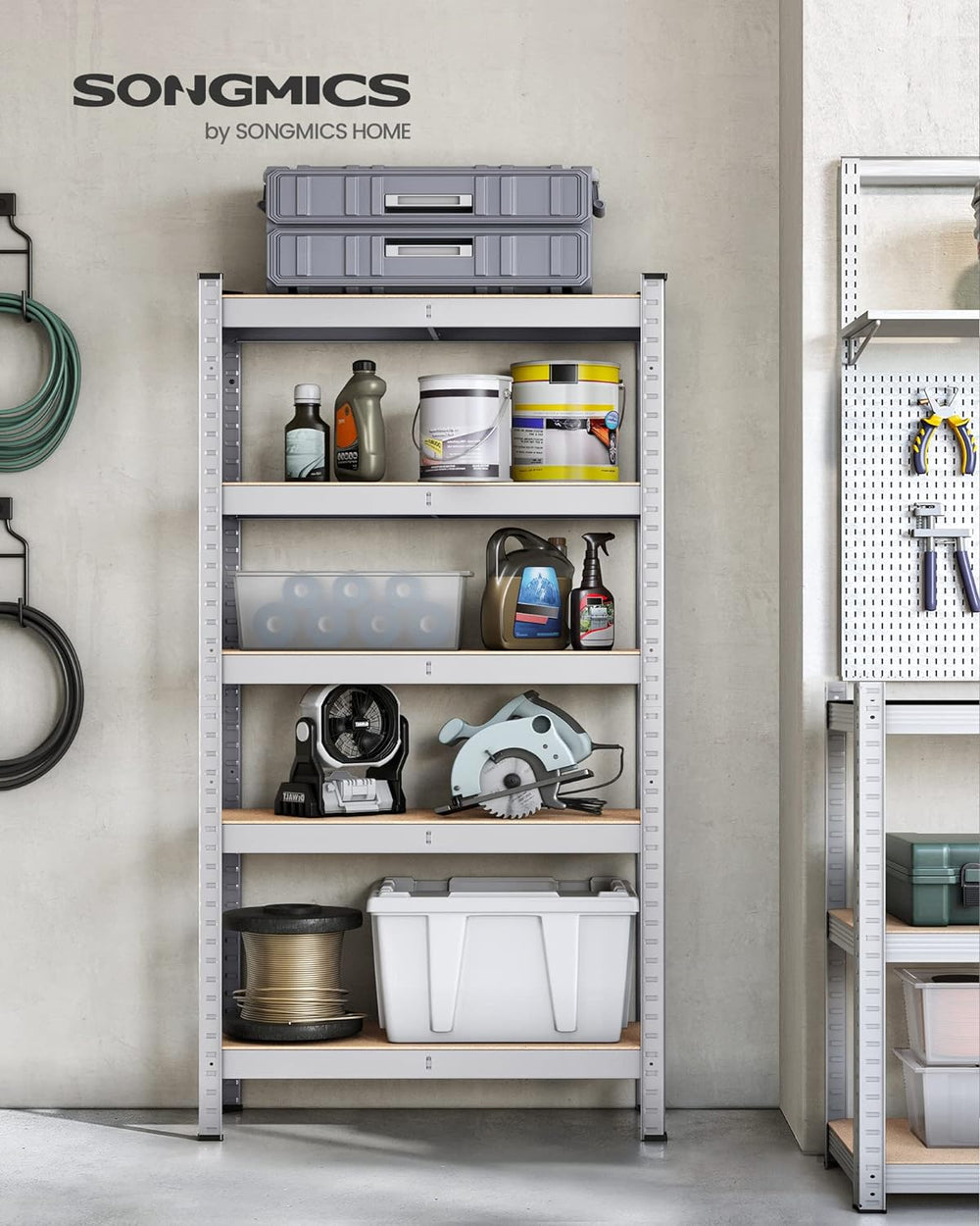 5-Tier Garage Shelving Unit - Steel, Boltless & Durable (30x75x150cm) - Karrari