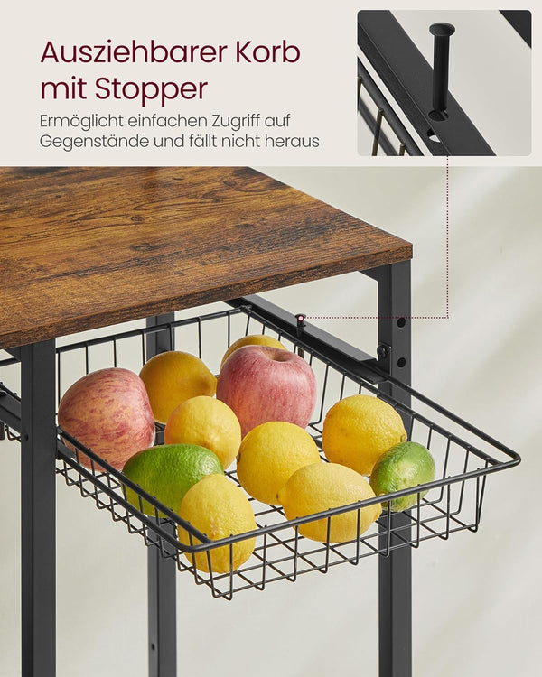 Kitchen Rack with Outlets – Vintage Brown/Ink Black