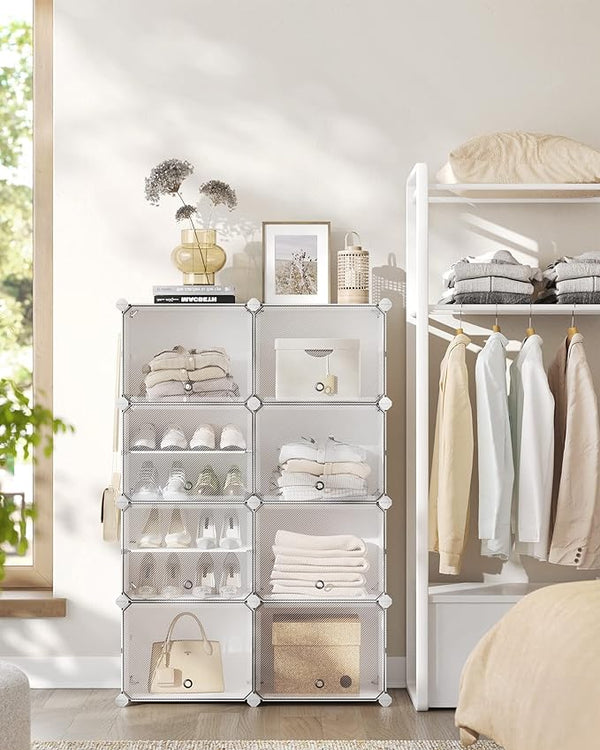 8-Slot Interlocking Shoe Storage Cabinet with Doors - Karrari