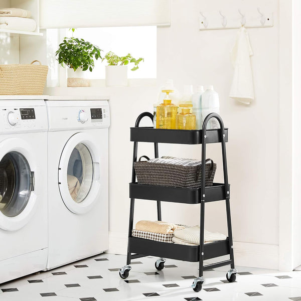 3-Tier Rolling Metal Trolley with Handles - Karrari