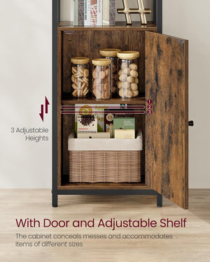 6-Tier Bookshelf with Door & Adjustable Shelves - Karrari