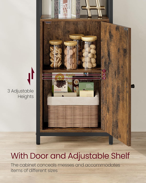 6-Tier Bookshelf with Door & Adjustable Shelves - Karrari