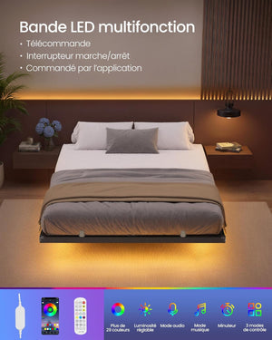 Double Bed Frame (140x190cm) LED Lighting & Electrical Outlets