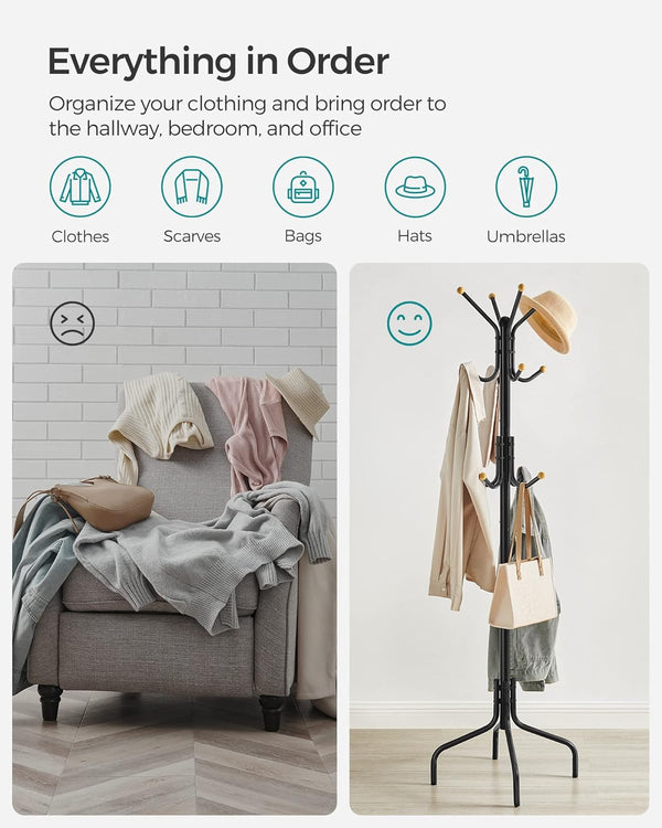 Metal Coat Rack Stand with 12 Hooks - Karrari