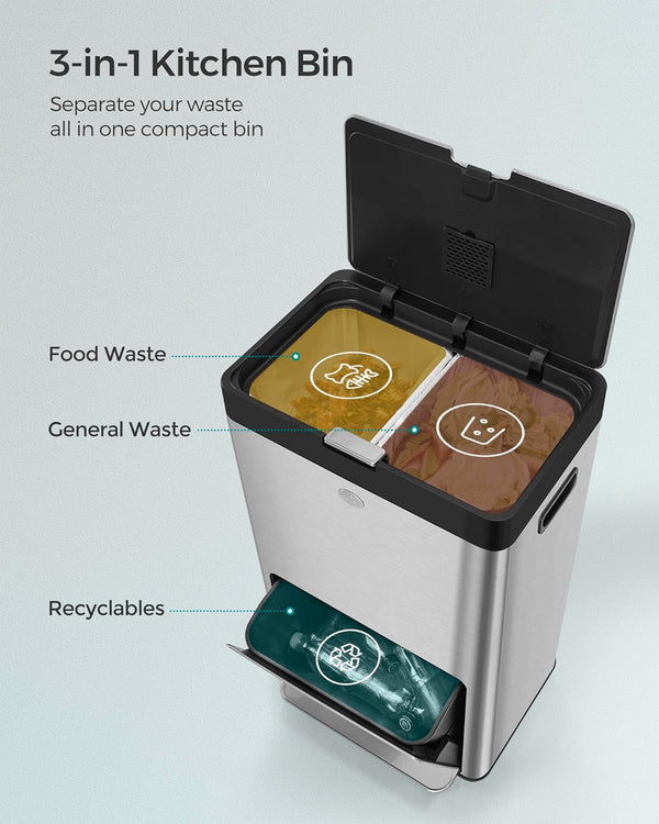 3-Compartment Kitchen Bin (2×17L + 26L) - Karrari