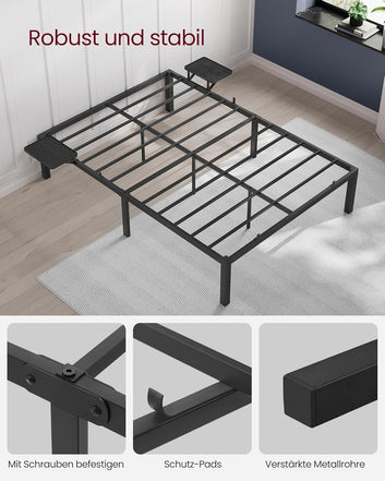 Bed 140 x 200 cm, Guest Bed with Storage Shelves, Double Bed