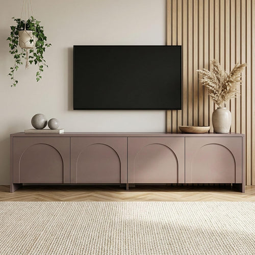 Modern TV Unit, Melamine-Coated Chipboard &  Elegant Solid Surface