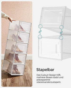Pack of 18 Foldable Stackable Shoe Storage Boxes - Karrari