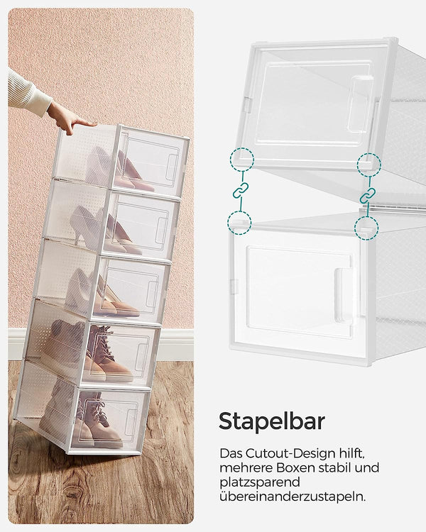 Pack of 18 Foldable Stackable Shoe Storage Boxes - Karrari
