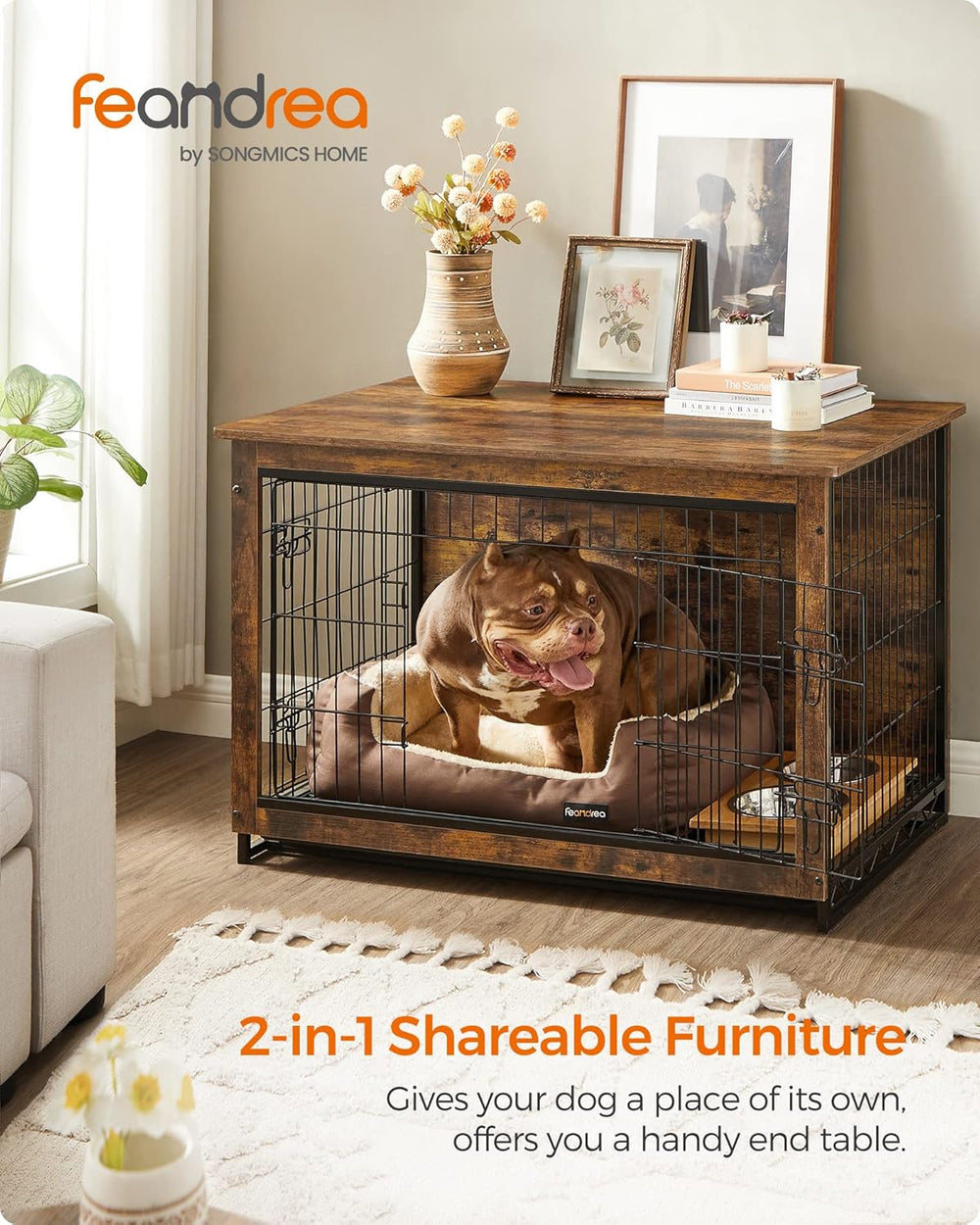 Dog Crate Furniture with Double Doors & Tray - Karrari