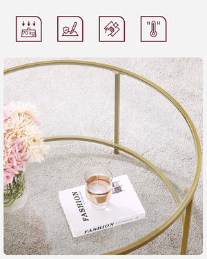 Gold & Glass Round Coffee Table - Karrari
