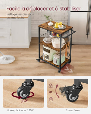 3-Tier Kitchen Trolley with Basket - Karrari
