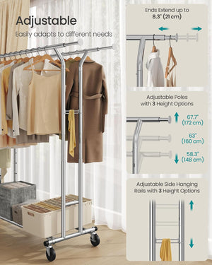 Heavy-Duty Metal Coat Rack Stand on Wheels - Karrari