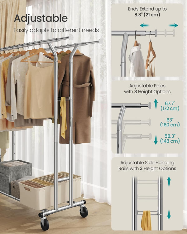 Heavy-Duty Metal Coat Rack Stand on Wheels - Karrari