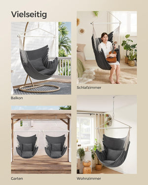 Hanging Chair with Cushions, Metal Chain Support