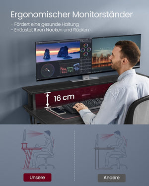 Gaming Desk with Power Strip & Dual Monitor Stand - Karrari
