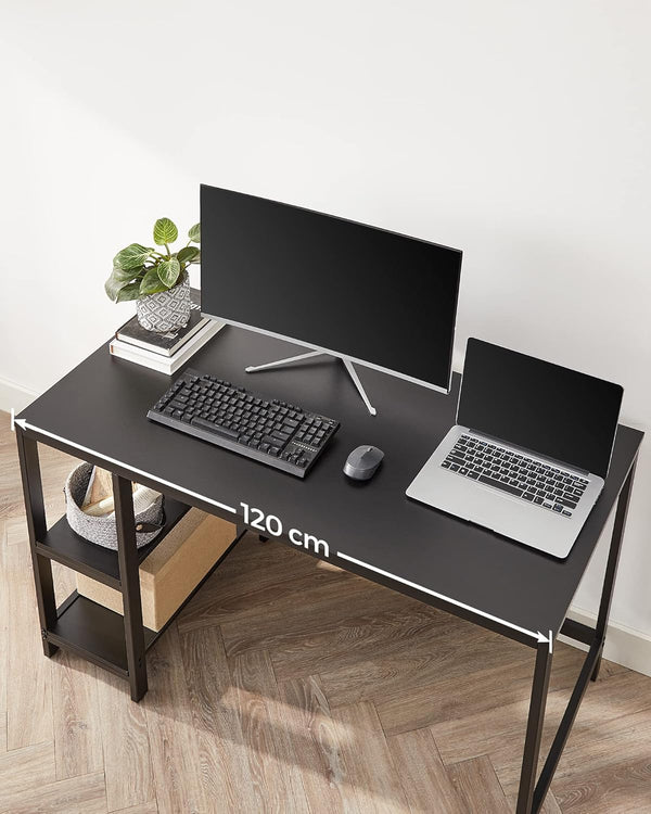 Computer Desk with 2 Shelves – Reversible Office PC Table