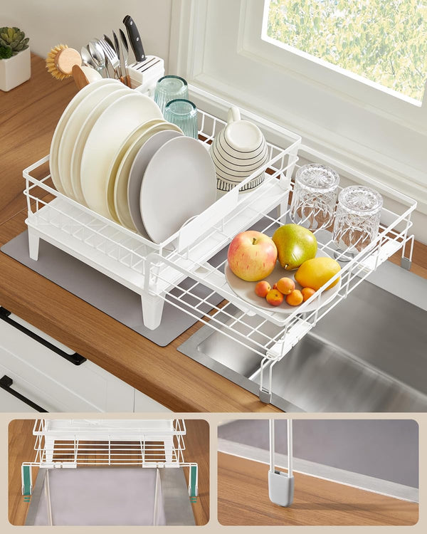 Expandable Dish Rack with Spout & Utensil Holder - Karrari