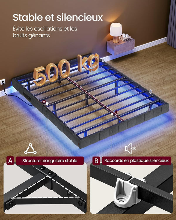 Double Bed Frame (140x190cm) LED Lighting & Electrical Outlets