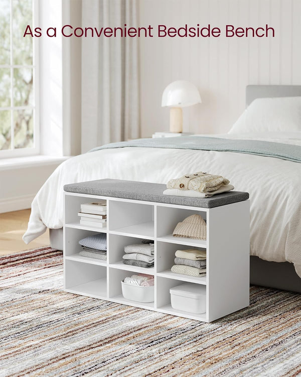 Shoe Storage Bench with Cushion – 9 Compartments - Karrari