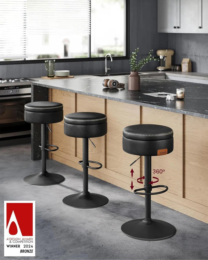 Height-Adjustable Bar Stool with Storage - Karrari