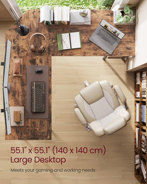 L-Shaped Corner Gaming Desk with Storage Shelves