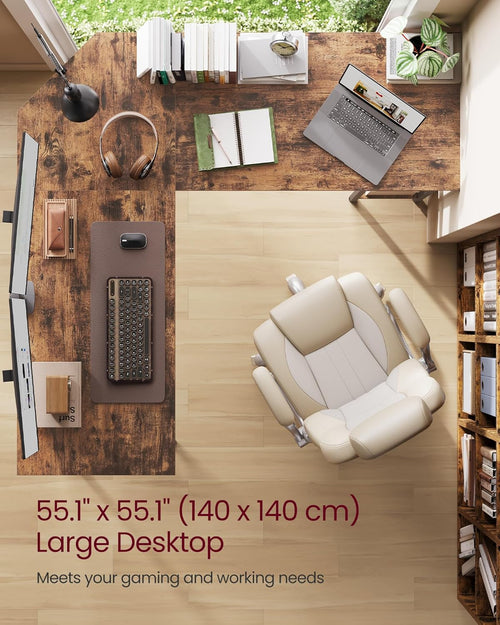 L-Shaped Corner Gaming Desk with Storage Shelves