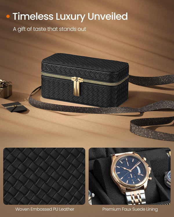 3-Slot Watch Travel Case – PU Leather - Karrari