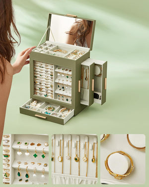 5-Tier Jewellery Box with Glass Window & Mirror - Karrari