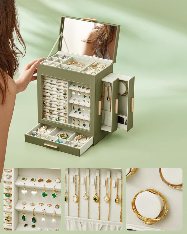 5-Tier Jewellery Box with Glass Window & Mirror - Karrari