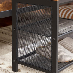 Padded Shoe Bench with Mesh Shelf