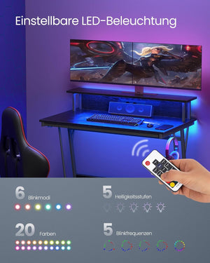 Gaming Table with LED with Built-in Power Strip - Karrari