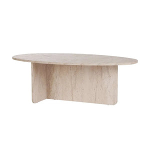 Orbital Travertine-Style Oval Coffee Table - Karrari