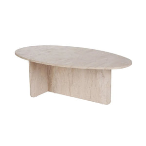 Orbital Travertine-Style Oval Coffee Table - Karrari