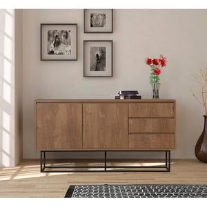 Ruba Melamine Walnut Black Sideboard - Karrari