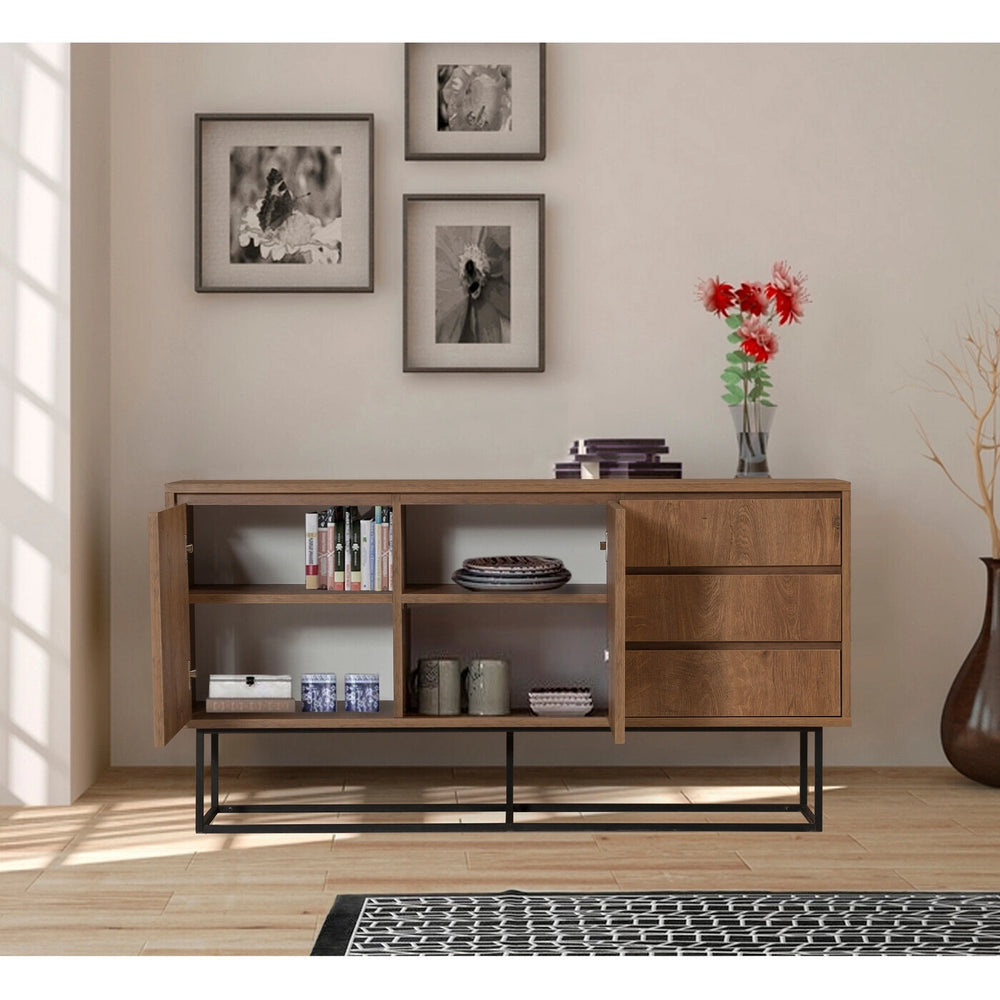 Ruba Melamine Walnut Black Sideboard - Karrari