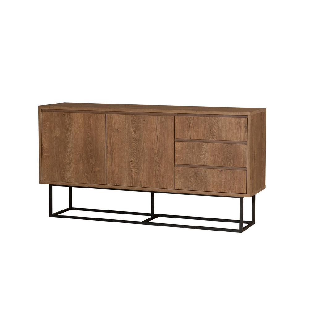 Ruba Melamine Walnut Black Sideboard - Karrari