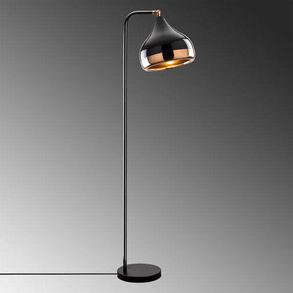 Modern Metal & Glass Floor Lamp – Black/Copper - Karrari