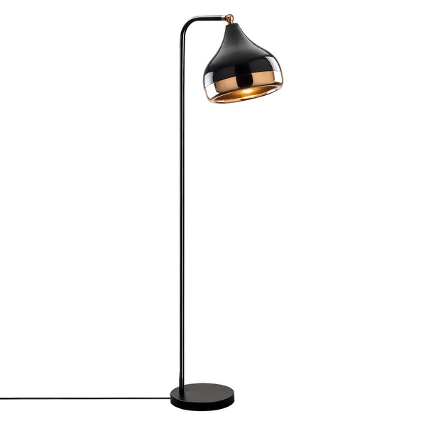 Modern Metal & Glass Floor Lamp – Black/Copper - Karrari