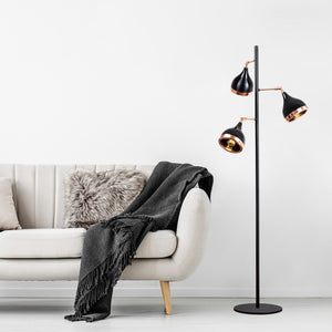 3-Light Metal & Glass Floor Lamp – Multi-Directional - Karrari
