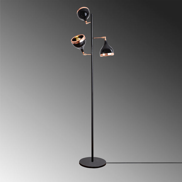 3-Light Metal & Glass Floor Lamp – Multi-Directional - Karrari