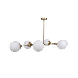 6-Globe Brass Chandelier - Frosted Glass Spheres - Karrari