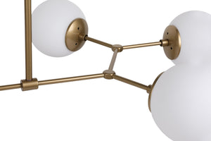 6-Globe Brass Chandelier - Frosted Glass Spheres - Karrari