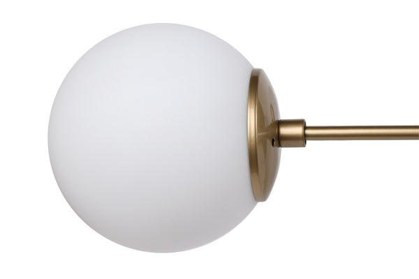 6-Globe Brass Chandelier - Frosted Glass Spheres - Karrari