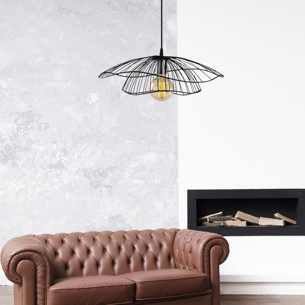 Lotus Bloom Black Wire Pendant Lamp - Karrari